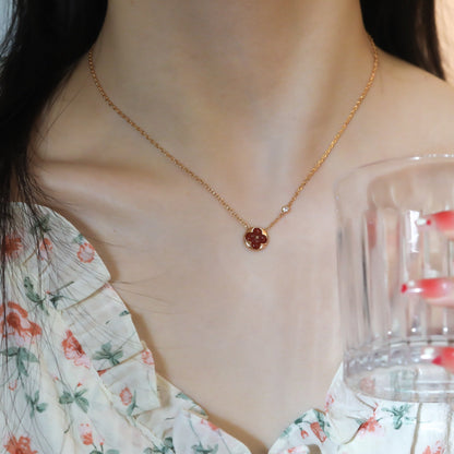 [Glitter Jewelry]SUN PEDANT PINK GOLD 1 DIAMOND NECKLACE