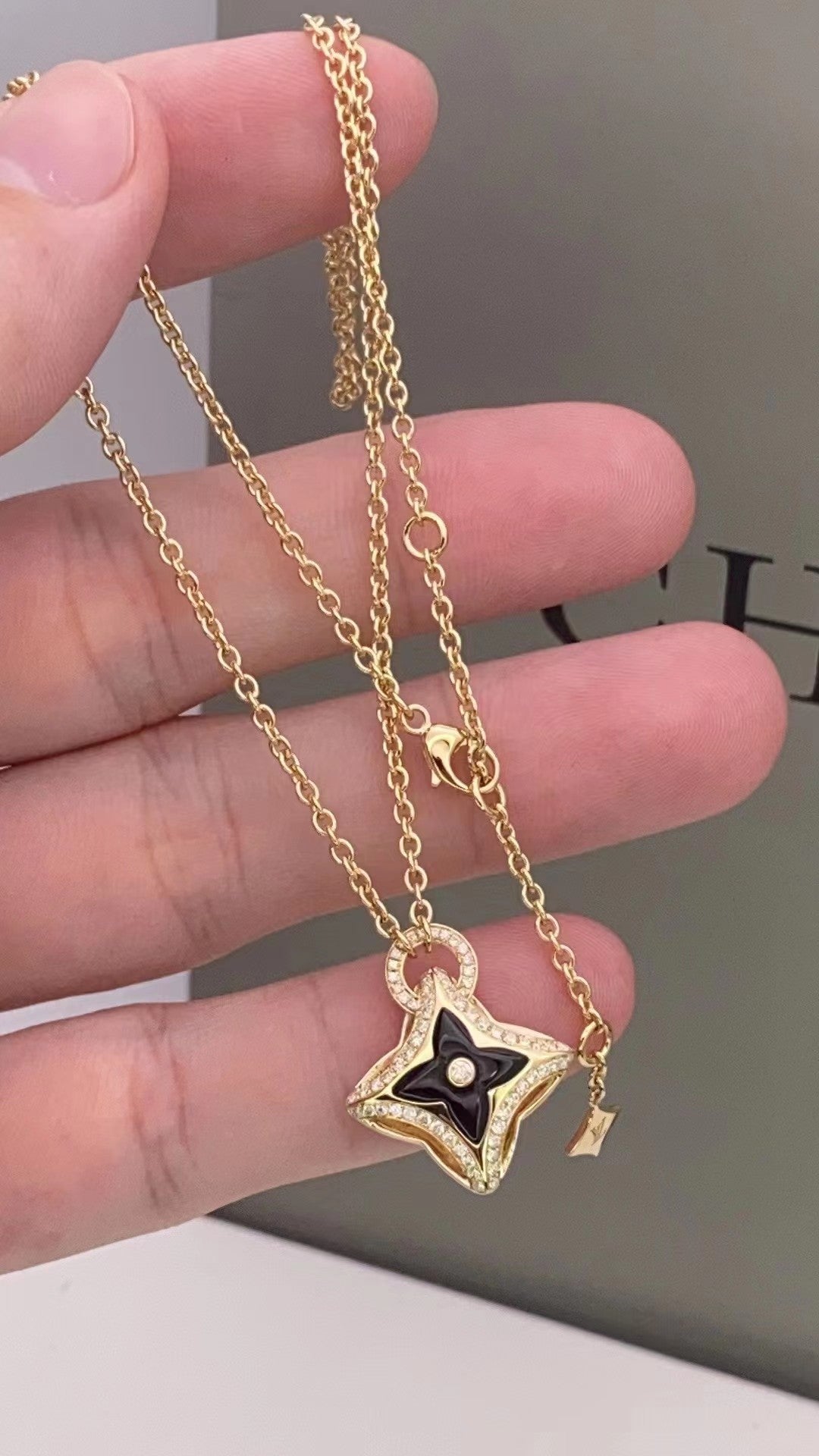 [Glitter Jewelry]STAR PEDANT PINK GOLD DIAMOND NECKLACE