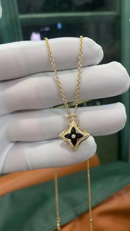 [Glitter Jewelry]STAR PEDANT PINK GOLD DIAMOND NECKLACE