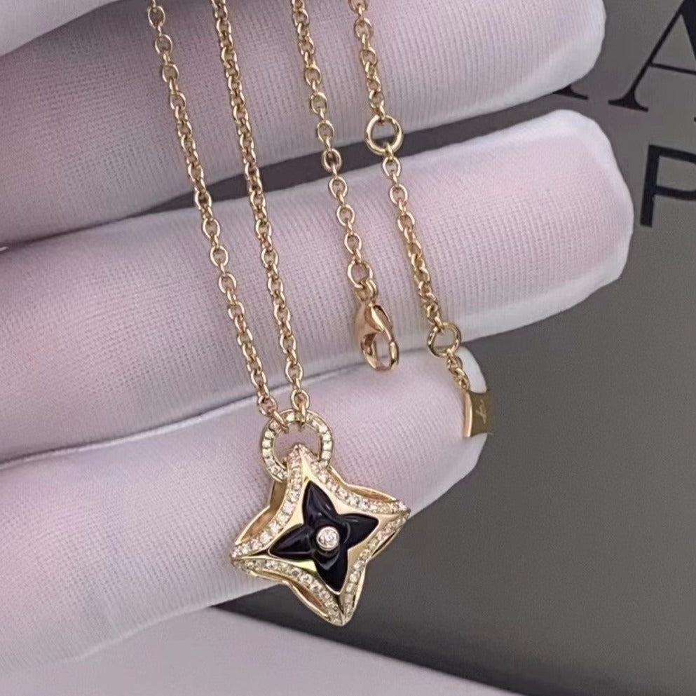 [Glitter Jewelry]STAR PEDANT PINK GOLD DIAMOND NECKLACE