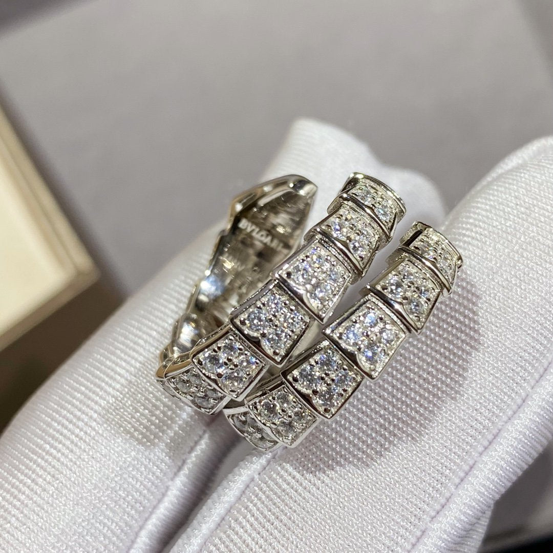 [Glitter Jewelry]SERPENTI DOUBLE RING SILVER DIAMOND PAVED