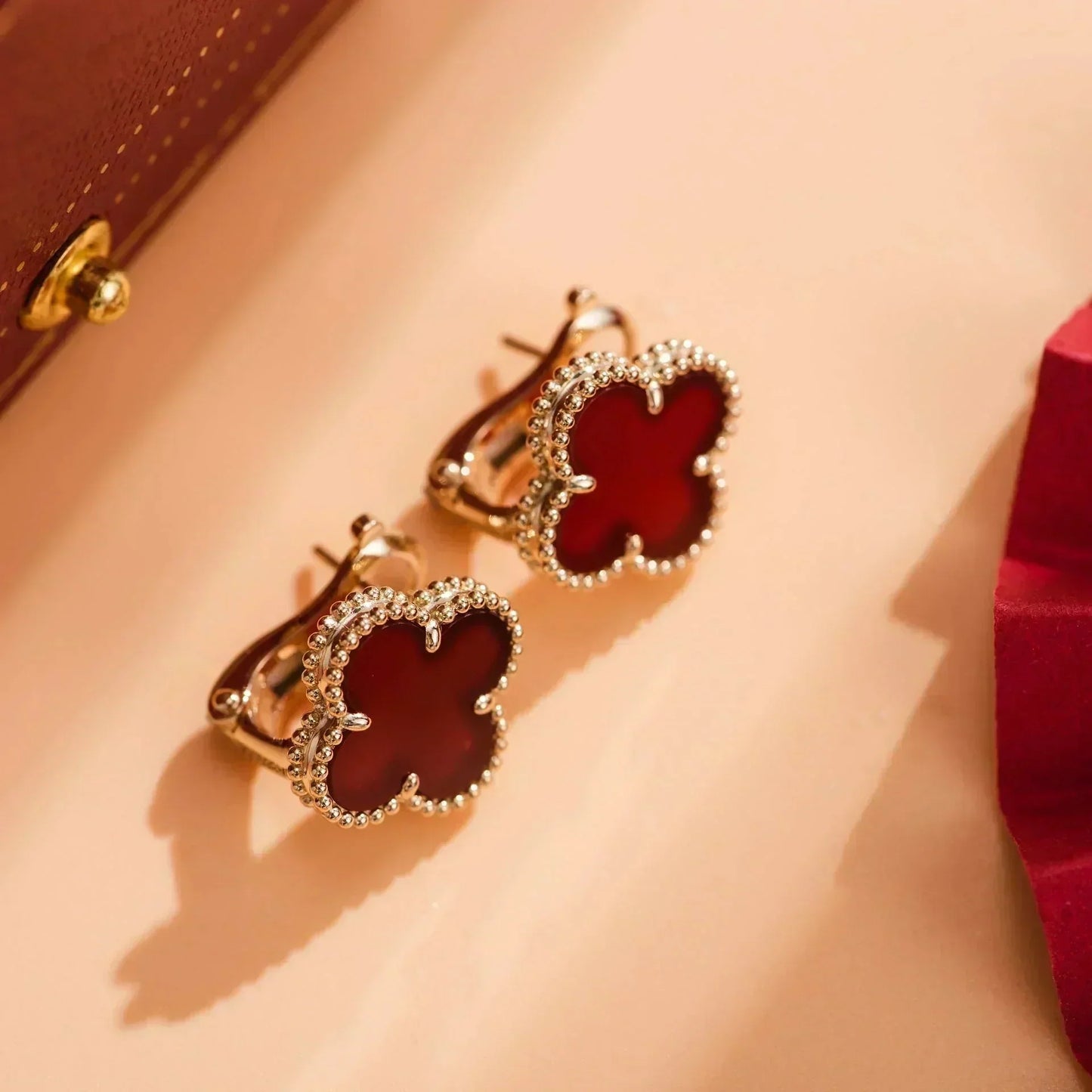 [Glitter Jewelry]CLOVER MEDIUM 1 MOTIFS CARNELIAN  EARRINGS