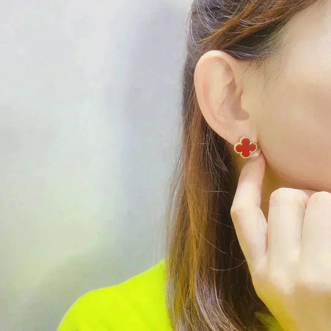 [Glitter Jewelry]CLOVER MEDIUM 1 MOTIFS CARNELIAN  EARRINGS