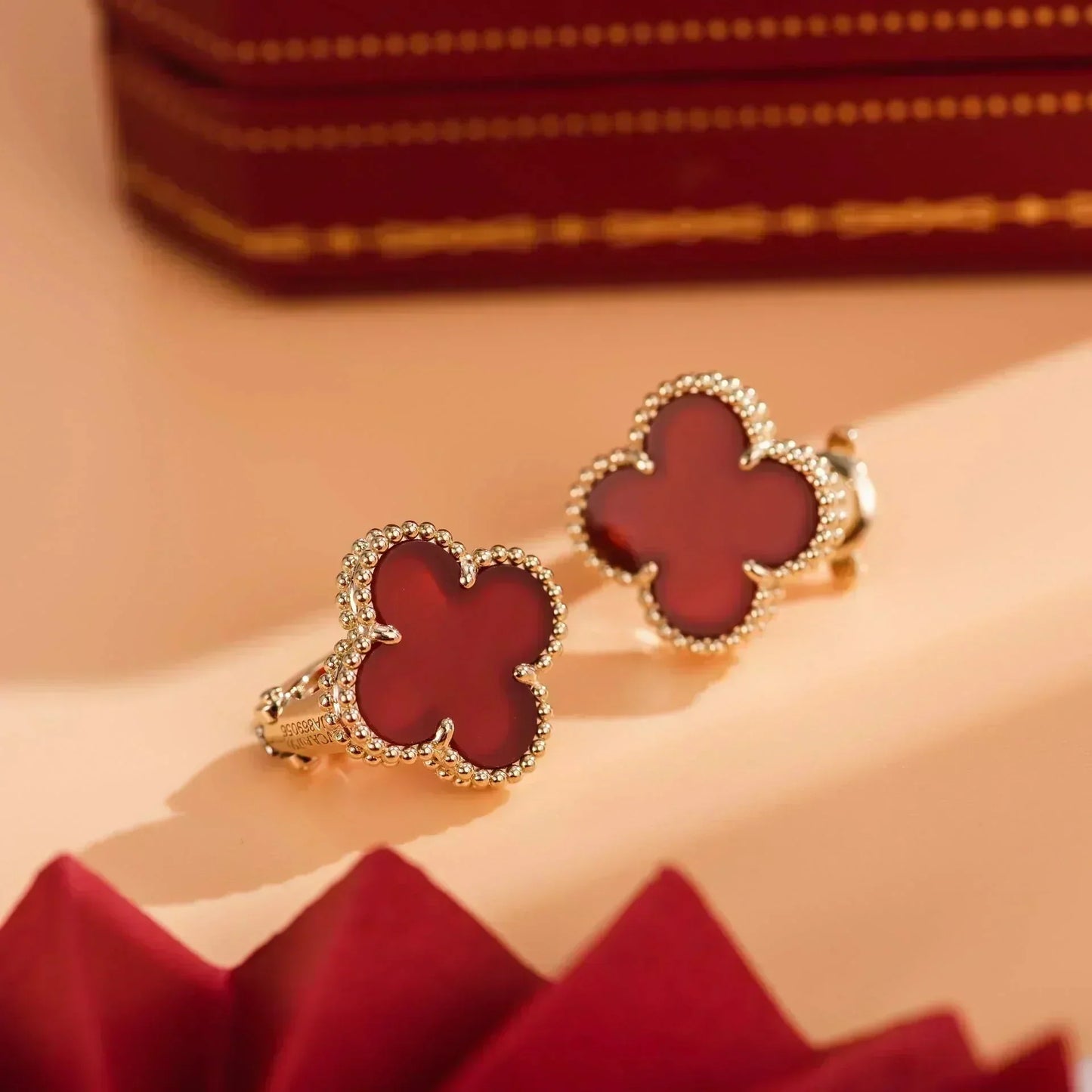 [Glitter Jewelry]CLOVER MEDIUM 1 MOTIFS CARNELIAN  EARRINGS