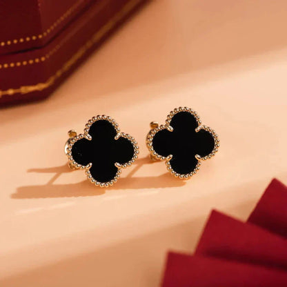 [Glitter Jewelry]CLOVER MEDIUM 1 MOTIFS  ONYX STUD EARRINGS