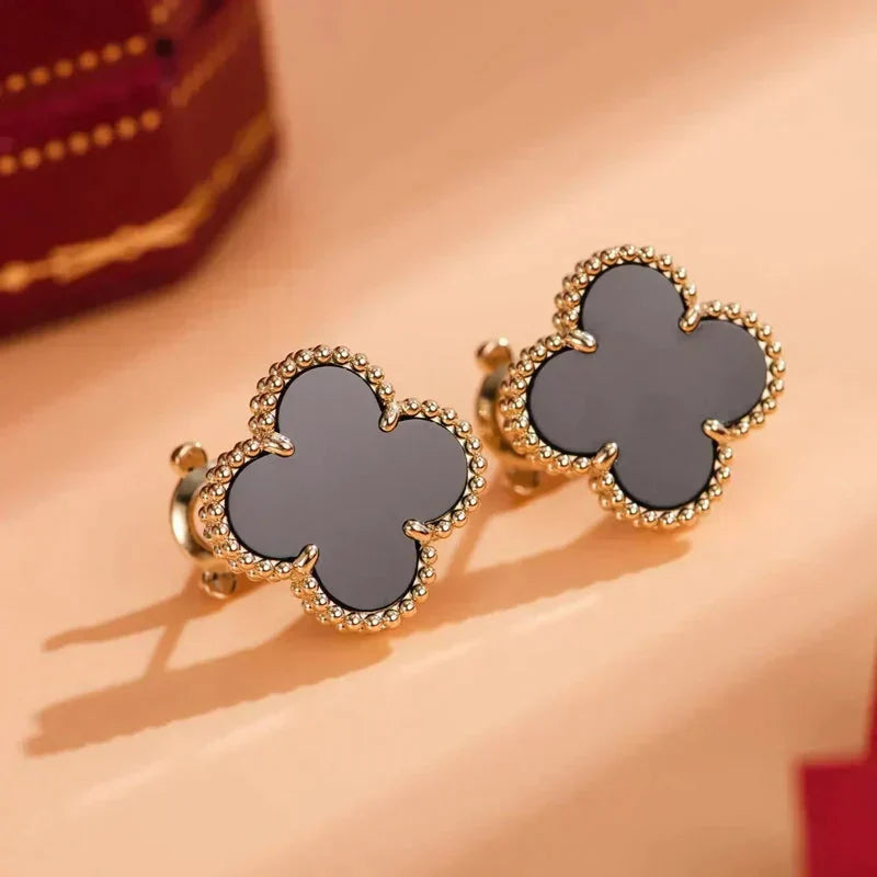 [Glitter Jewelry]CLOVER MEDIUM 1 MOTIFS  ONYX STUD EARRINGS