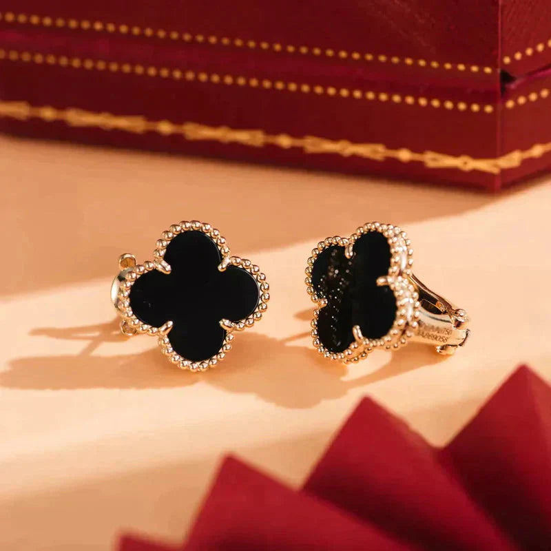 [Glitter Jewelry]CLOVER MEDIUM 1 MOTIFS  ONYX STUD EARRINGS