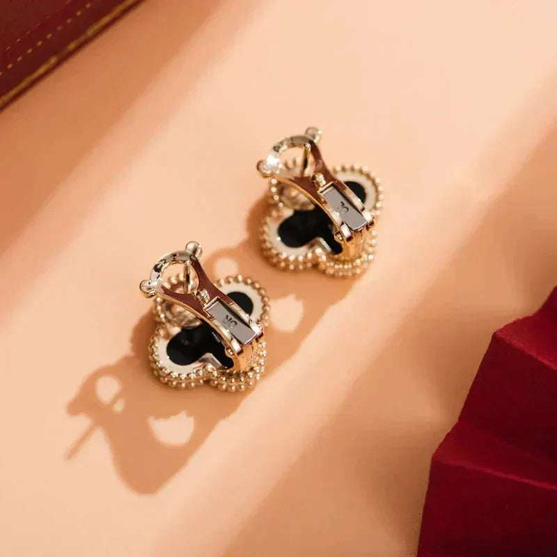 [Glitter Jewelry]CLOVER MEDIUM 1 MOTIFS  ONYX STUD EARRINGS