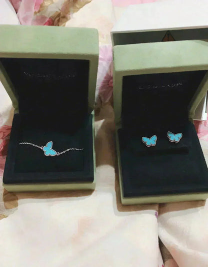 [Glitter Jewelry]BUTTERFLY TURQUOISE EARRINGS SILVER