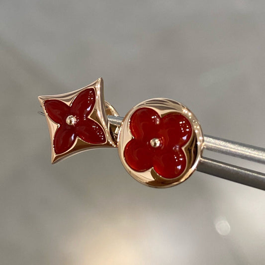 [Glitter Jewelry]STAR AND SUN PINK GOLD CARNELIAN STUD EARRINGS