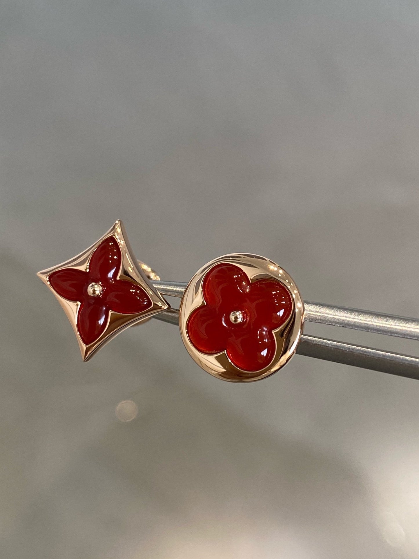 [Glitter Jewelry]STAR AND SUN PINK GOLD CARNELIAN STUD EARRINGS