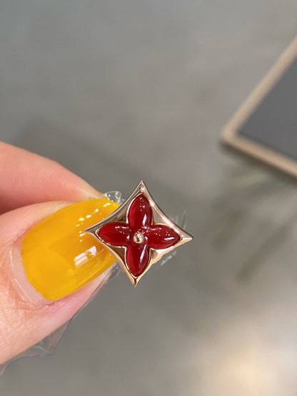 [Glitter Jewelry]STAR AND SUN PINK GOLD CARNELIAN STUD EARRINGS