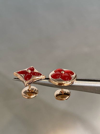 [Glitter Jewelry]STAR AND SUN PINK GOLD CARNELIAN STUD EARRINGS