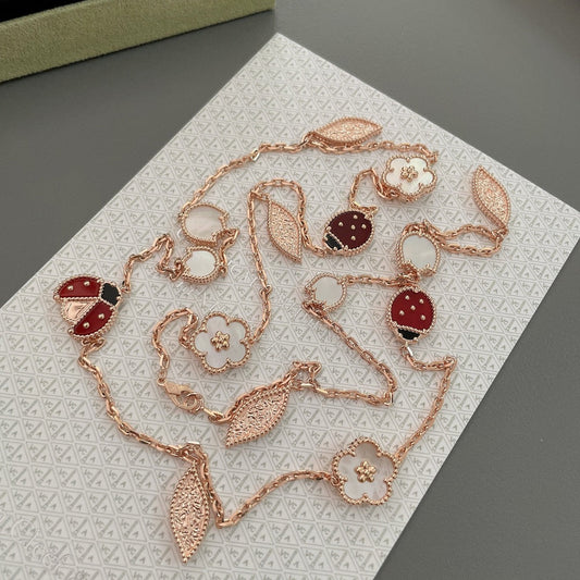 [Glitter Jewelry]LUCKY SPRING 15 MOTIFS ROSE GOLD NECKLACE