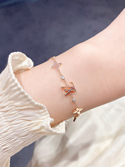 [Glitter Jewelry]STAR AND SUN 7 MOTIFS GOLD BRACELET