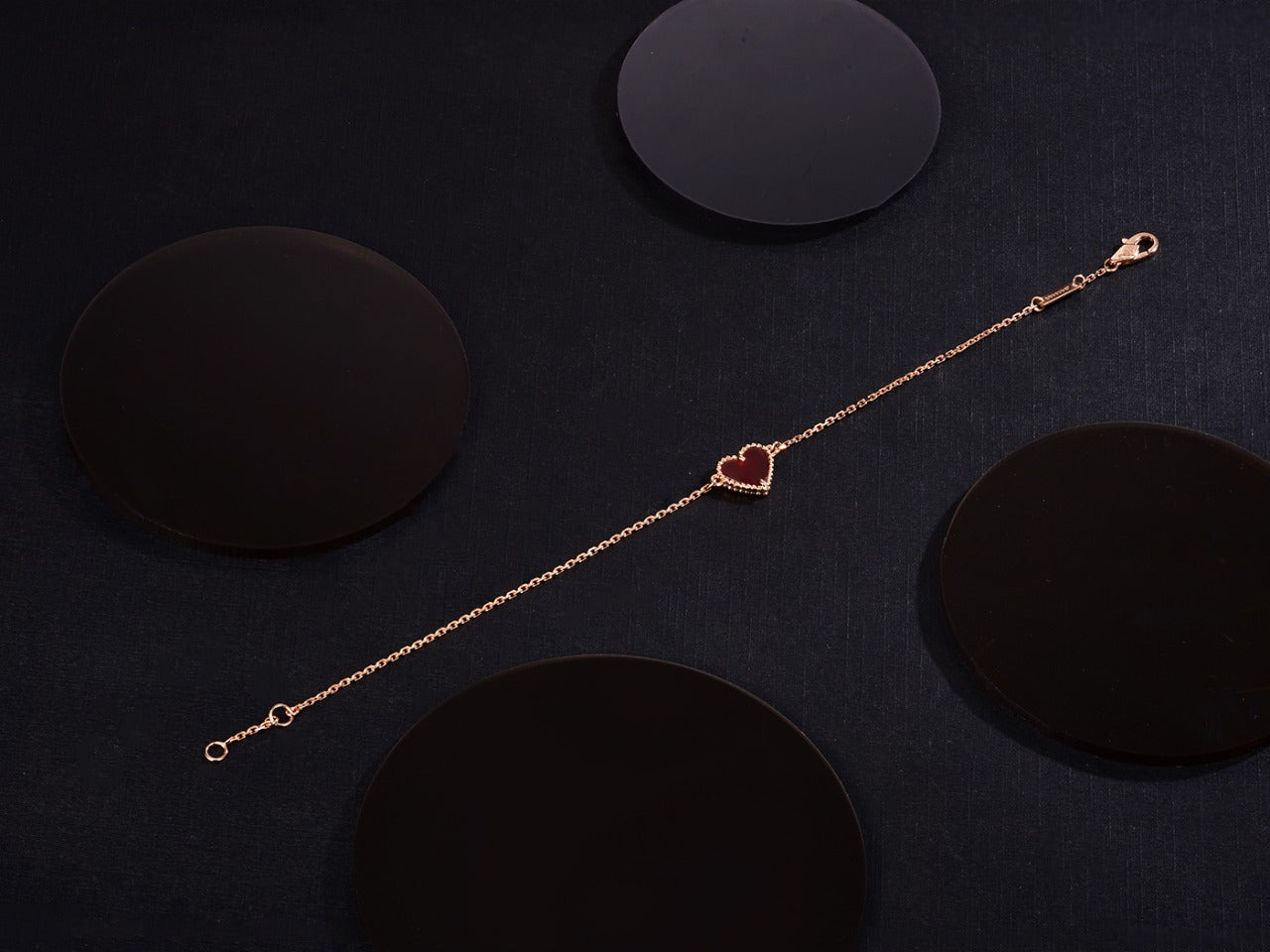 [Glitter Jewelry]HEART CARNELIAN PINK GOLD BRACELET