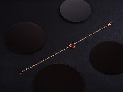 [Glitter Jewelry]HEART CARNELIAN PINK GOLD BRACELET