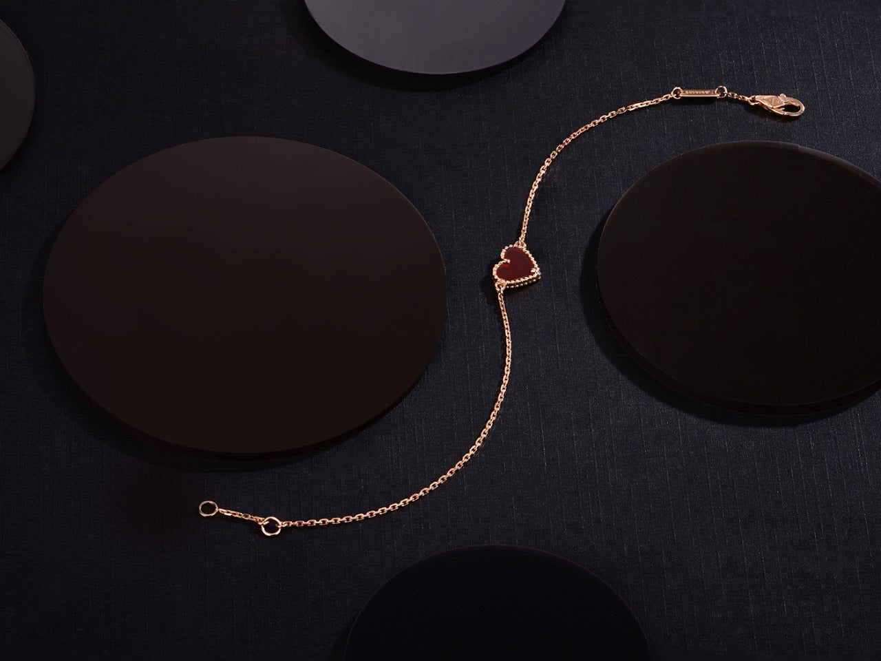 [Glitter Jewelry]HEART CARNELIAN PINK GOLD BRACELET