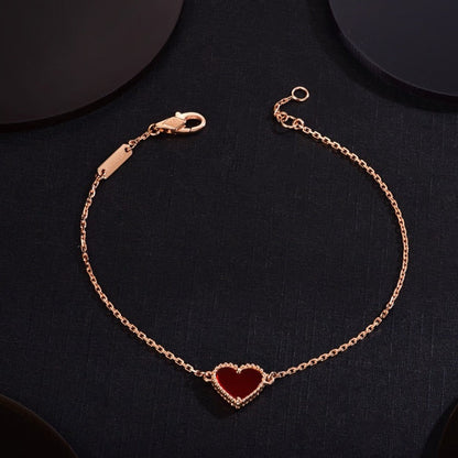 [Glitter Jewelry]HEART CARNELIAN PINK GOLD BRACELET