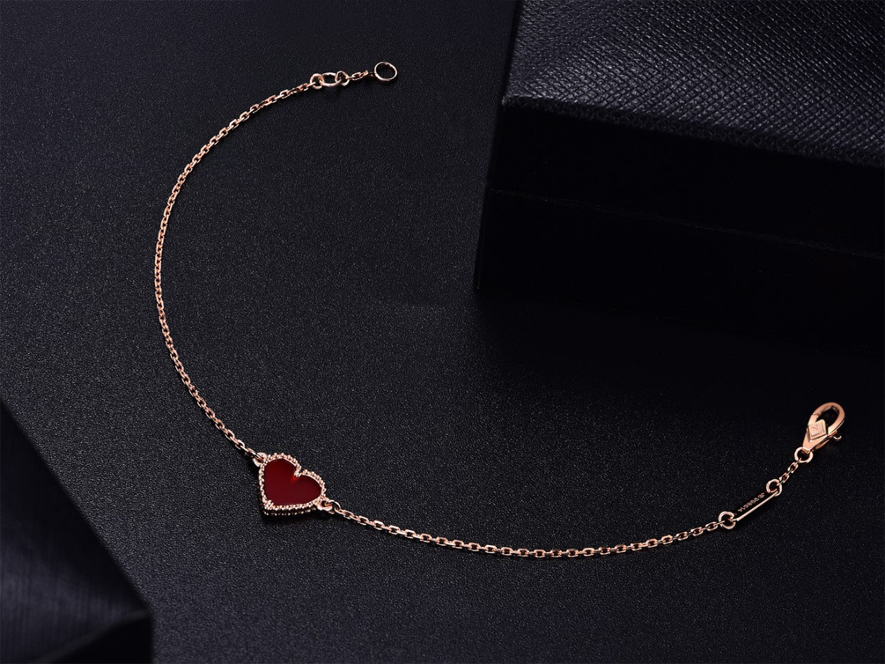 [Glitter Jewelry]HEART CARNELIAN PINK GOLD BRACELET