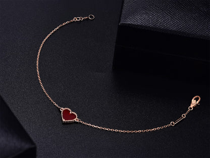 [Glitter Jewelry]HEART CARNELIAN PINK GOLD BRACELET