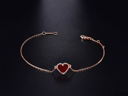 [Glitter Jewelry]HEART CARNELIAN PINK GOLD BRACELET