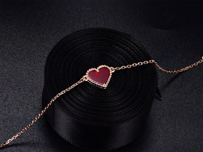 [Glitter Jewelry]HEART CARNELIAN PINK GOLD BRACELET