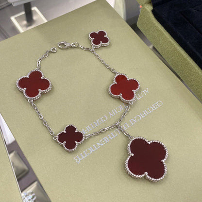 [Glitter Jewelry]CLOVER 5 MOTIFS SIVLER CARNELIAN BRACELET