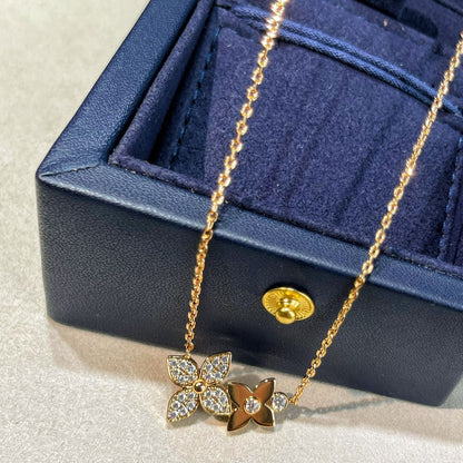 [Glitter Jewelry]STAR BLOSSOM NECKLACE PINK GOLD DIAMONDS