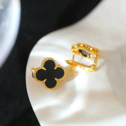 [Glitter Jewelry]CLOVER MEDIUM 1 MOTIFS  ONYX STUD EARRINGS
