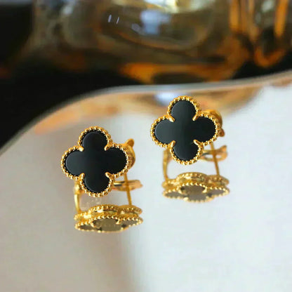 [Glitter Jewelry]CLOVER MEDIUM 1 MOTIFS  ONYX STUD EARRINGS