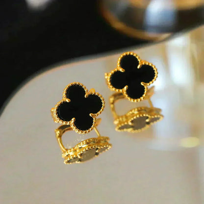 [Glitter Jewelry]CLOVER MEDIUM 1 MOTIFS  ONYX STUD EARRINGS