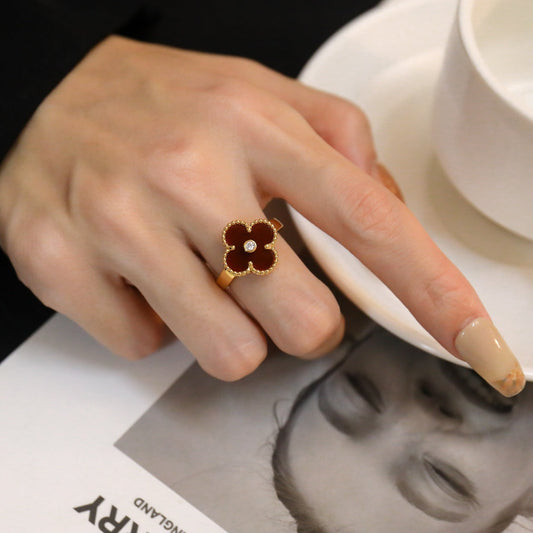 [Glitter Jewelry]CLOVER CARNELIAN RING ROSE GOLD DIAMOND