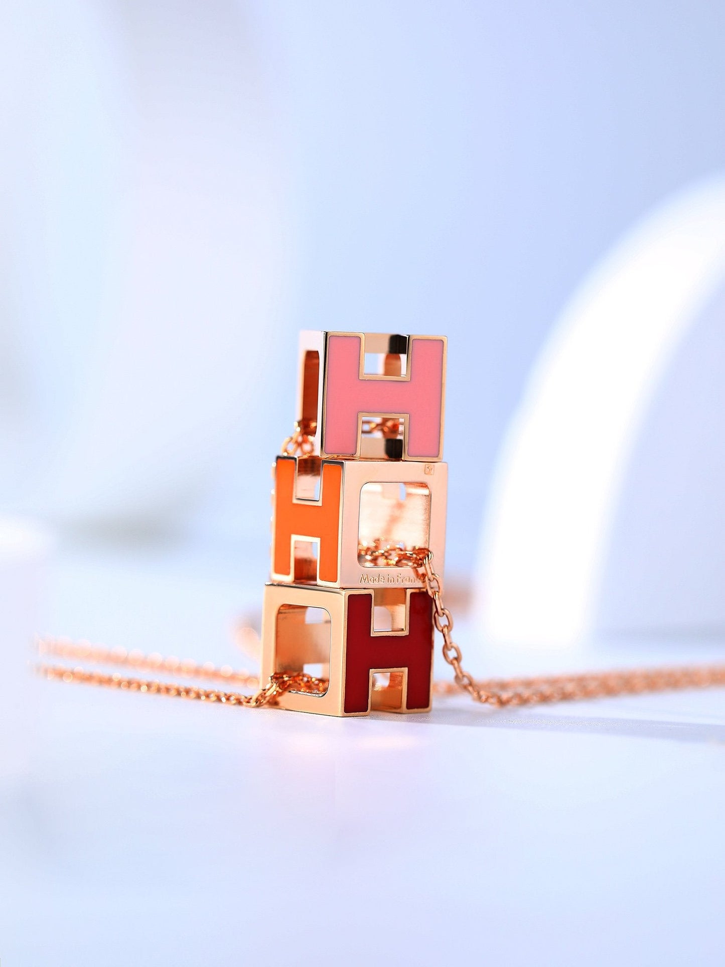 [Glitter Jewelry]H CAGE PINK GOLD NECKLACE
