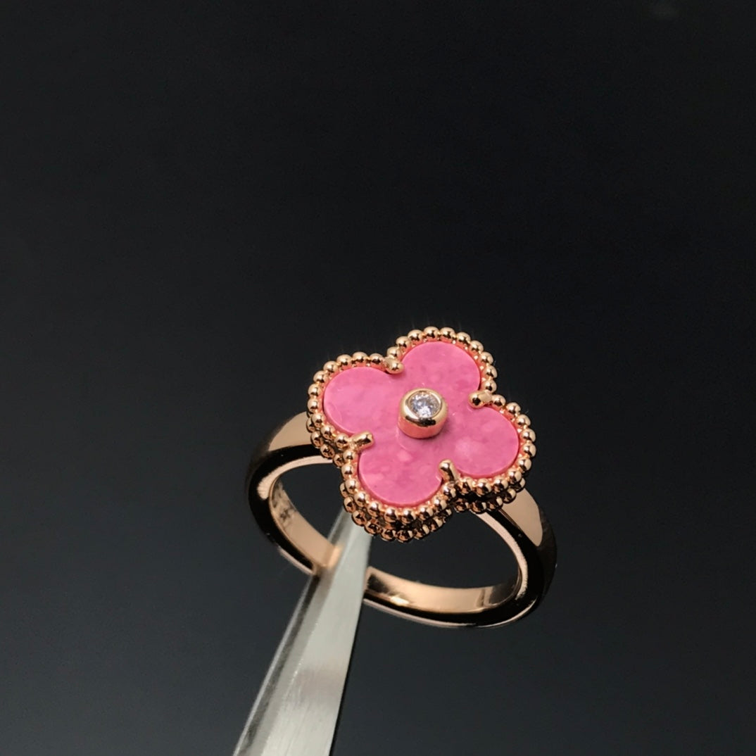 [Glitter Jewelry]CLOVER RHODONITE ROSE GOLD RING