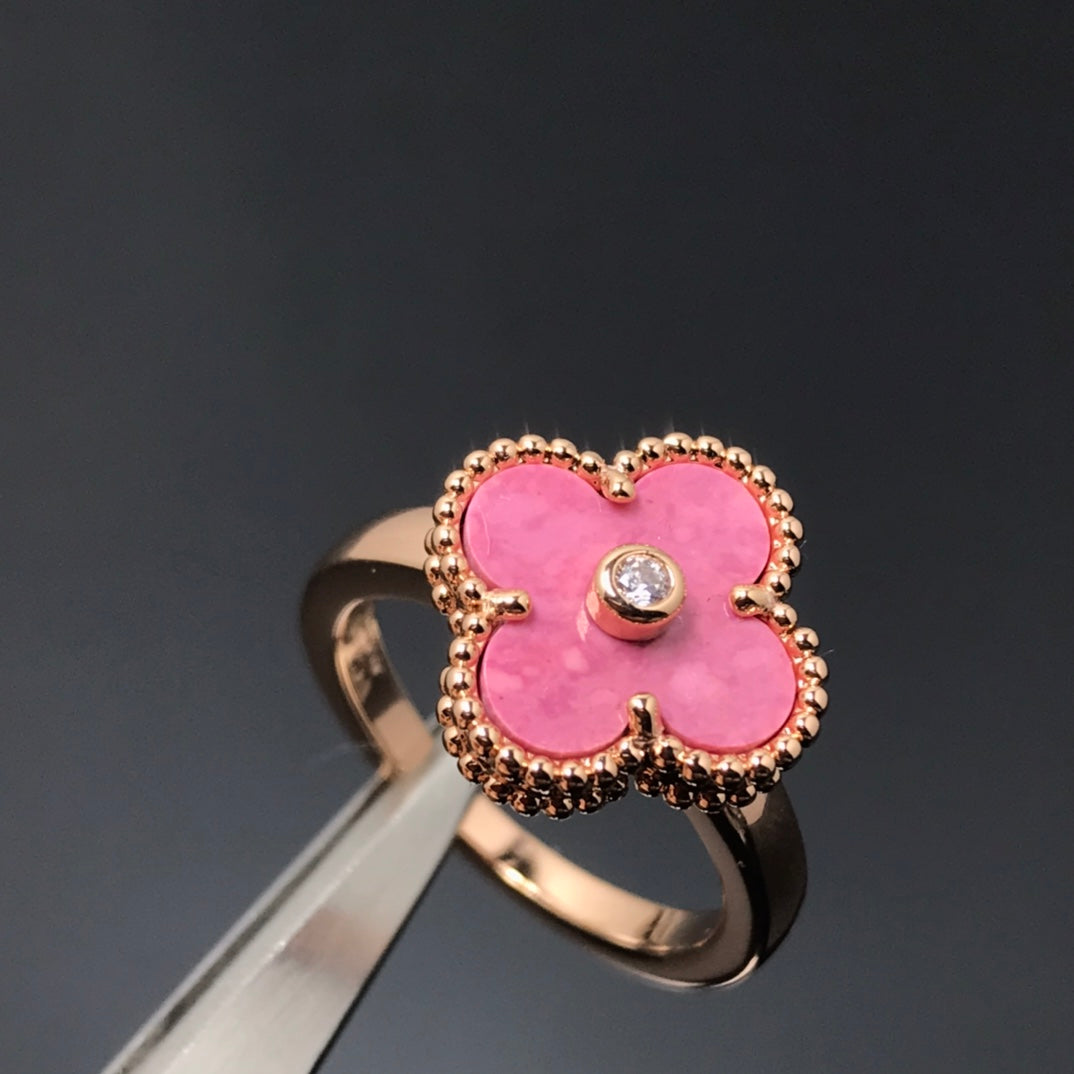 [Glitter Jewelry]CLOVER RHODONITE ROSE GOLD RING