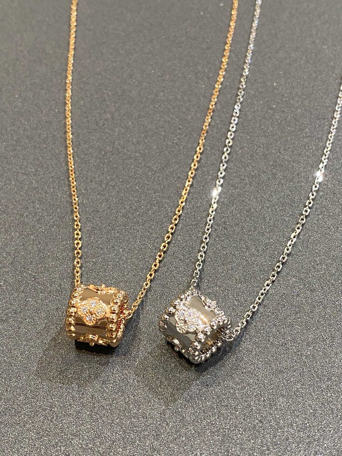 [グリッタージュエリー]ペルレペンダントシルバーダイヤモンドネックレス