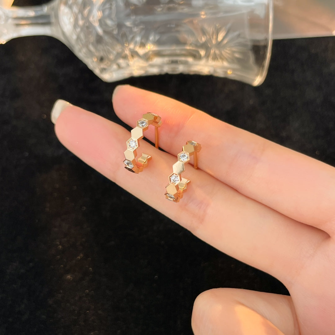 [Glitter Jewelry]BEE LOVE DIAMOND HOOP EARRINGS