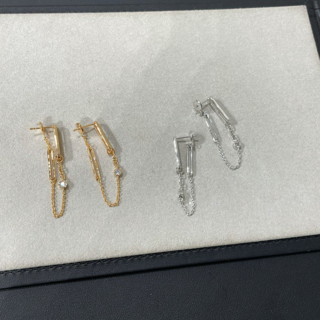 [グリッタージュエリー]チェーンカオスダイヤモンドドロップピアス