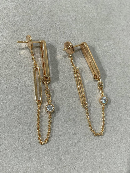 [グリッタージュエリー]チェーンカオスダイヤモンドドロップピアス