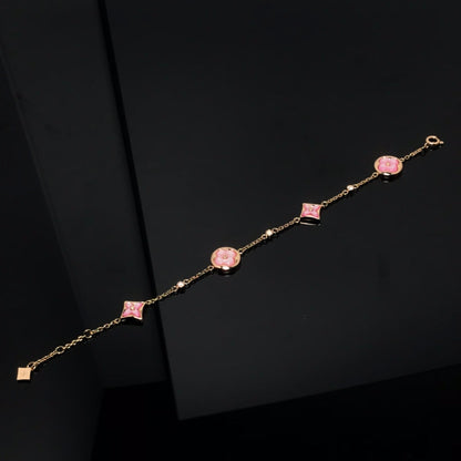 [Glitter Jewelry]STAR AND SUN 4 MOTIF PINK MOP PINK GOLD BRACELET