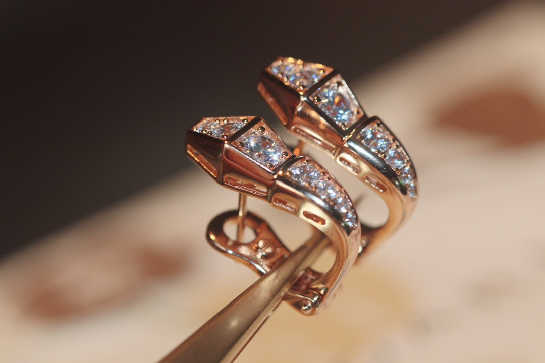 [Glitter Jewelry]SERPENT PINK GOLD DIAMOND EARRINGS