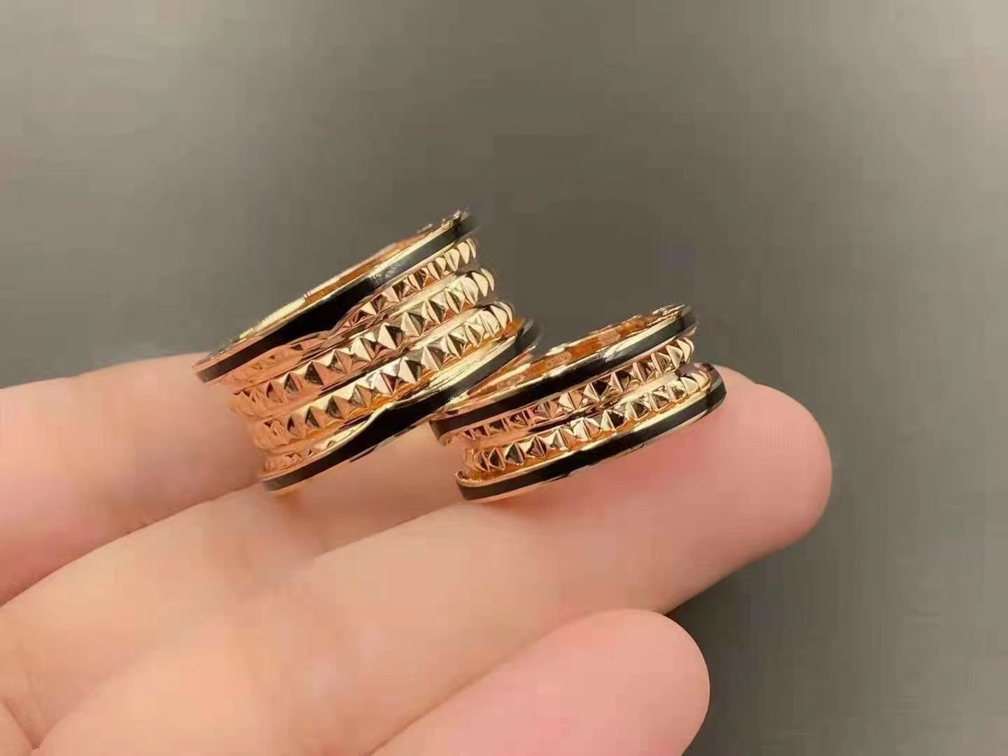 [Glitter Jewelry]ZERO 1 ROCK BLACK CERAMIC PINK GOLD LARGE MODEL