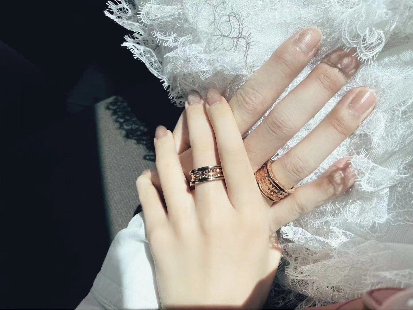 [Glitter Jewelry]ZERO 1 ROCK BLACK CERAMIC PINK GOLD LARGE MODEL