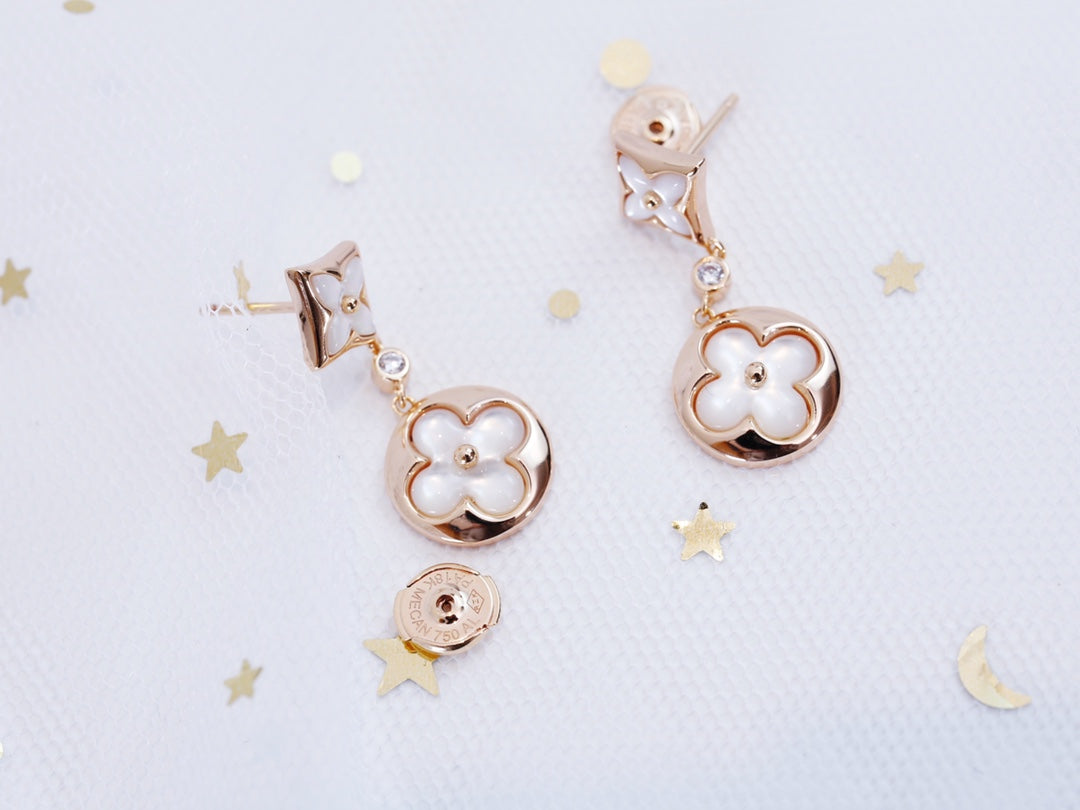 [Glitter Jewelry]STAR AND SUN PINK GOLD MOP DROP EARRINGS
