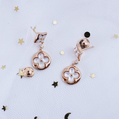 [Glitter Jewelry]STAR AND SUN PINK GOLD MOP DROP EARRINGS