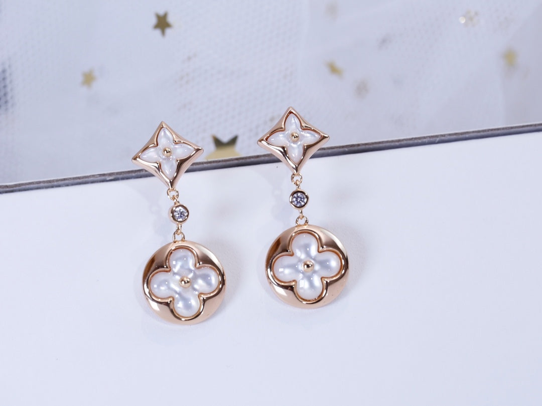 [Glitter Jewelry]STAR AND SUN PINK GOLD MOP DROP EARRINGS