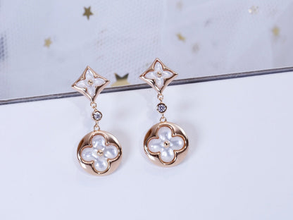 [Glitter Jewelry]STAR AND SUN PINK GOLD MOP DROP EARRINGS