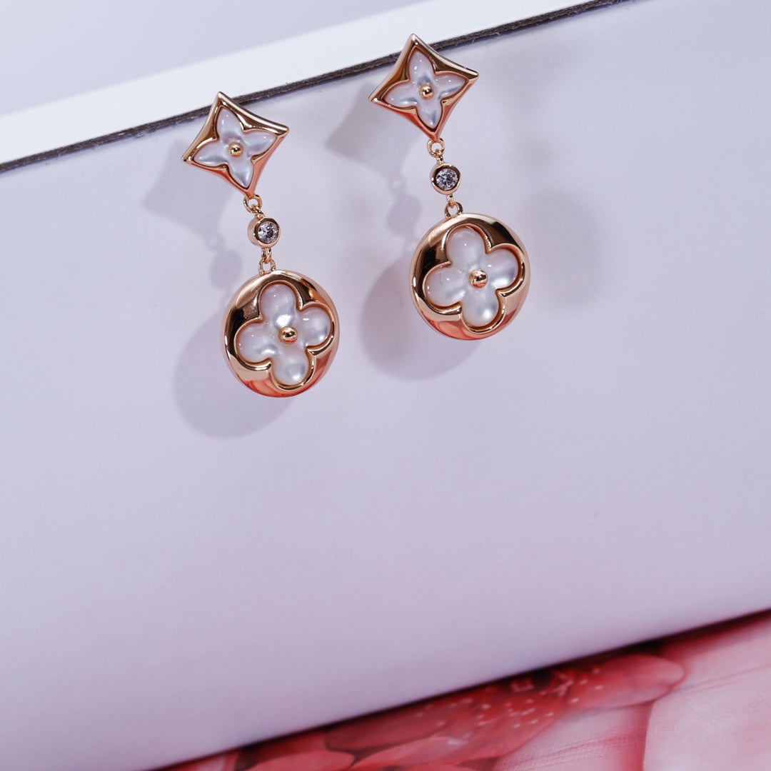 [Glitter Jewelry]STAR AND SUN PINK GOLD MOP DROP EARRINGS