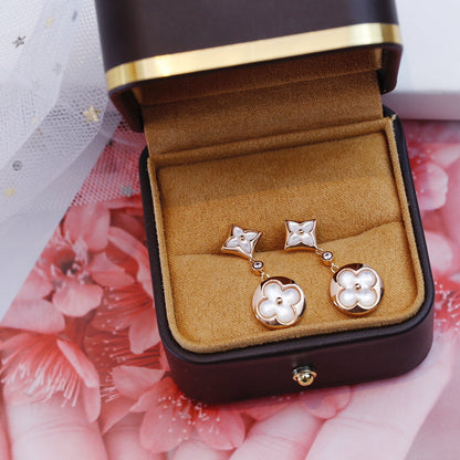 [Glitter Jewelry]STAR AND SUN PINK GOLD MOP DROP EARRINGS